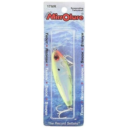 Mirrolure Mirrodine Suspending Twitchbait, 2 58, 38 Oz, 3D Eyes, Chartreuse Back  BellySilver 17MR-CH